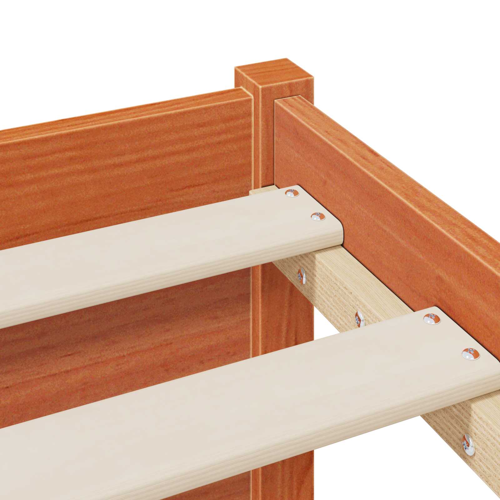 Bettgestell mit Aufbewahrungskopfteil 2 pcs Wachsbraun