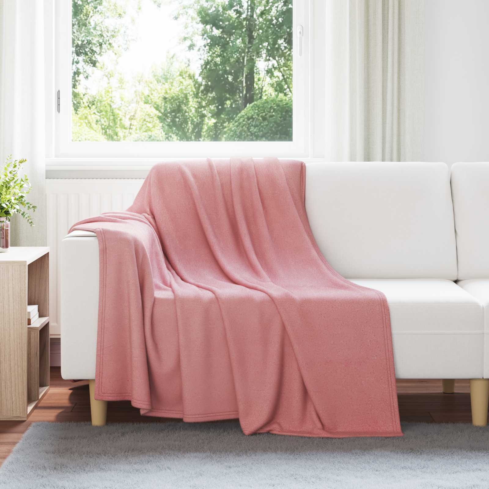 Überwurfdecke Beige 170 x 130 cm Fleece
