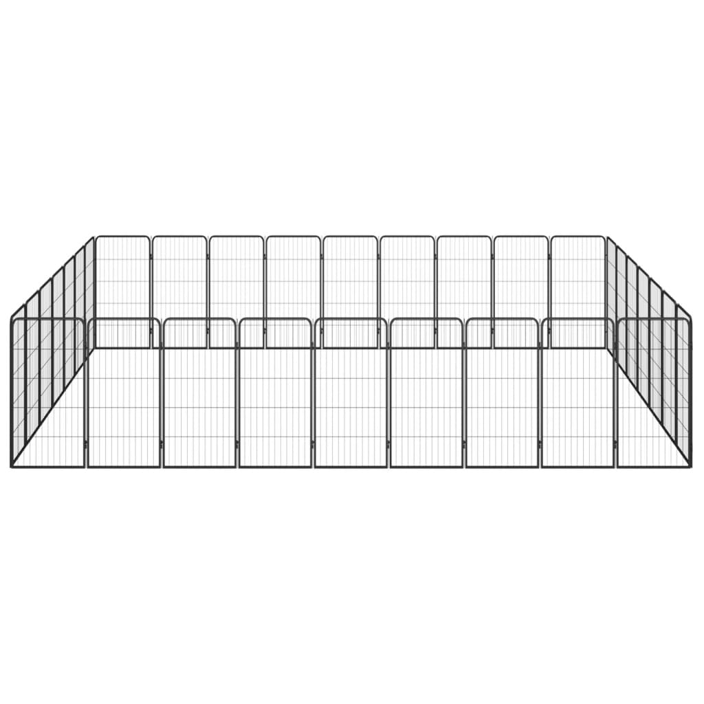 4-tlg. Hundelaufstall Schwarz 50x100cm Stahl Pulverbeschichtung
