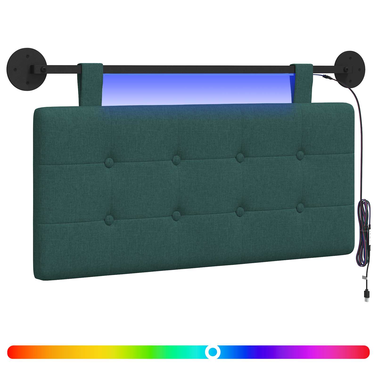 Hängendes Kopfteil Mit LED Licht Wolkengrau Stoff