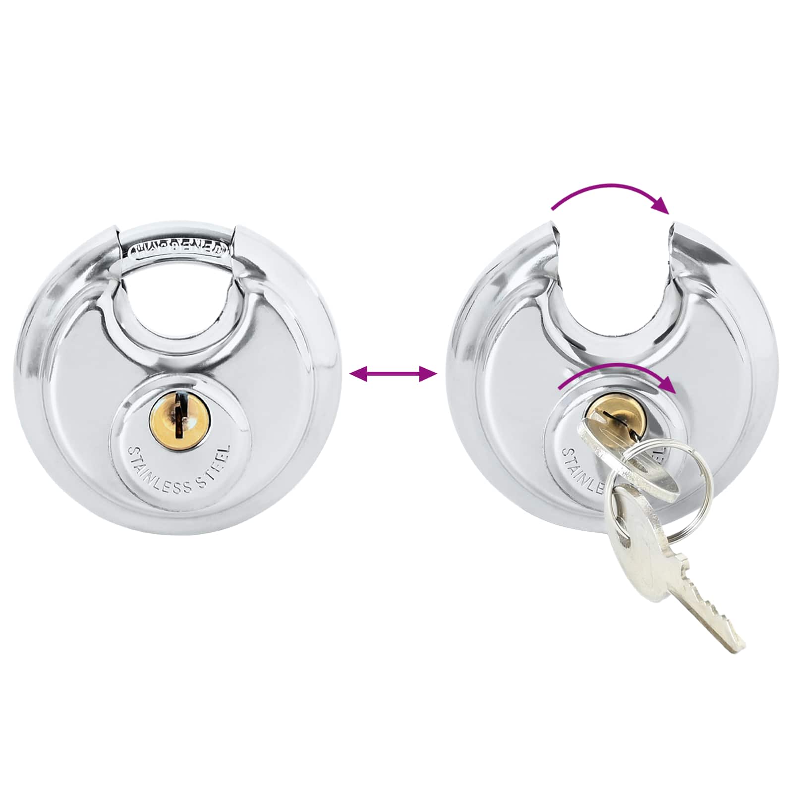 Diskusschlösser mit Schlüsseln 2 pcs Silber 6 x 2,3 x 6 cm