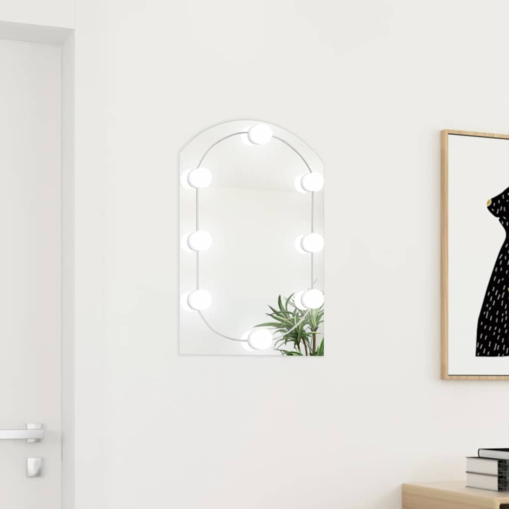 Spiegel mit LED-Leuchten 60x30 cm Glas Oval