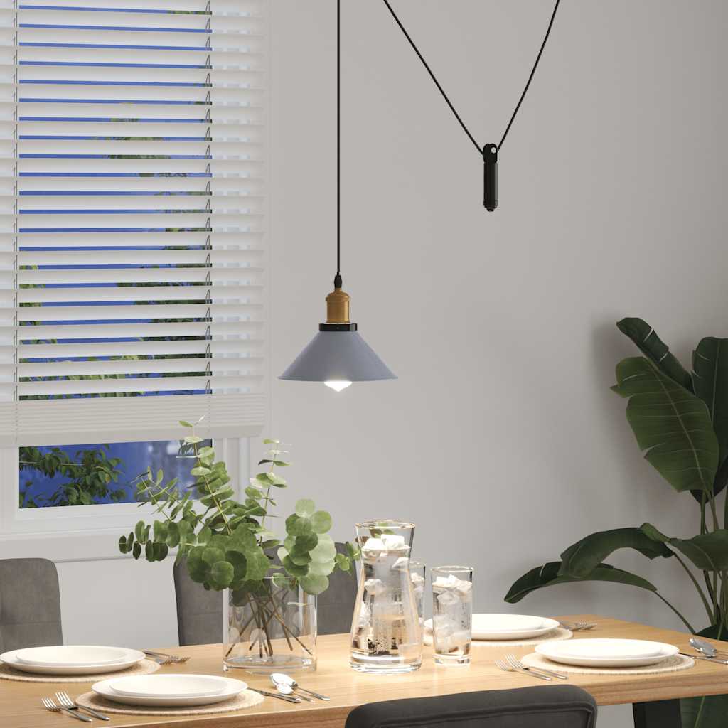 Pendelleuchte Höhenverstellbar E27 Schwarz Glänzend Ø 22 cm