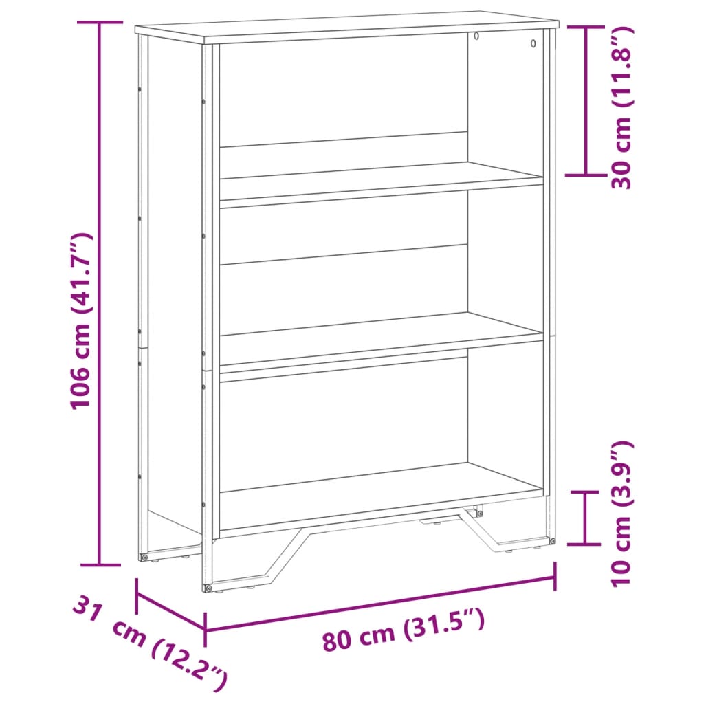 Bücherregal Schwarz 80x31x169 cm Holzwerkstoff
