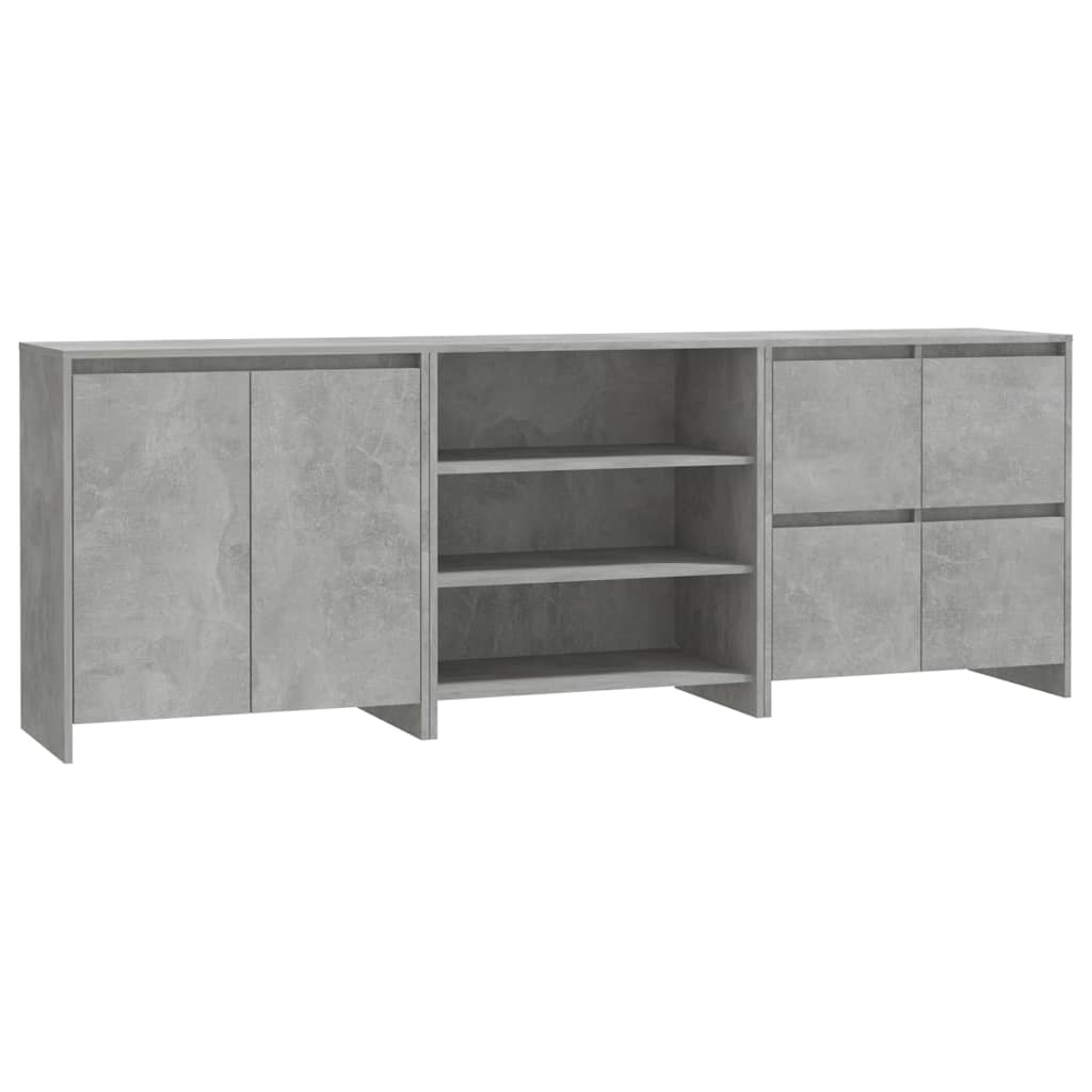 3-tlg. Sideboard Weiß Holzwerkstoff
