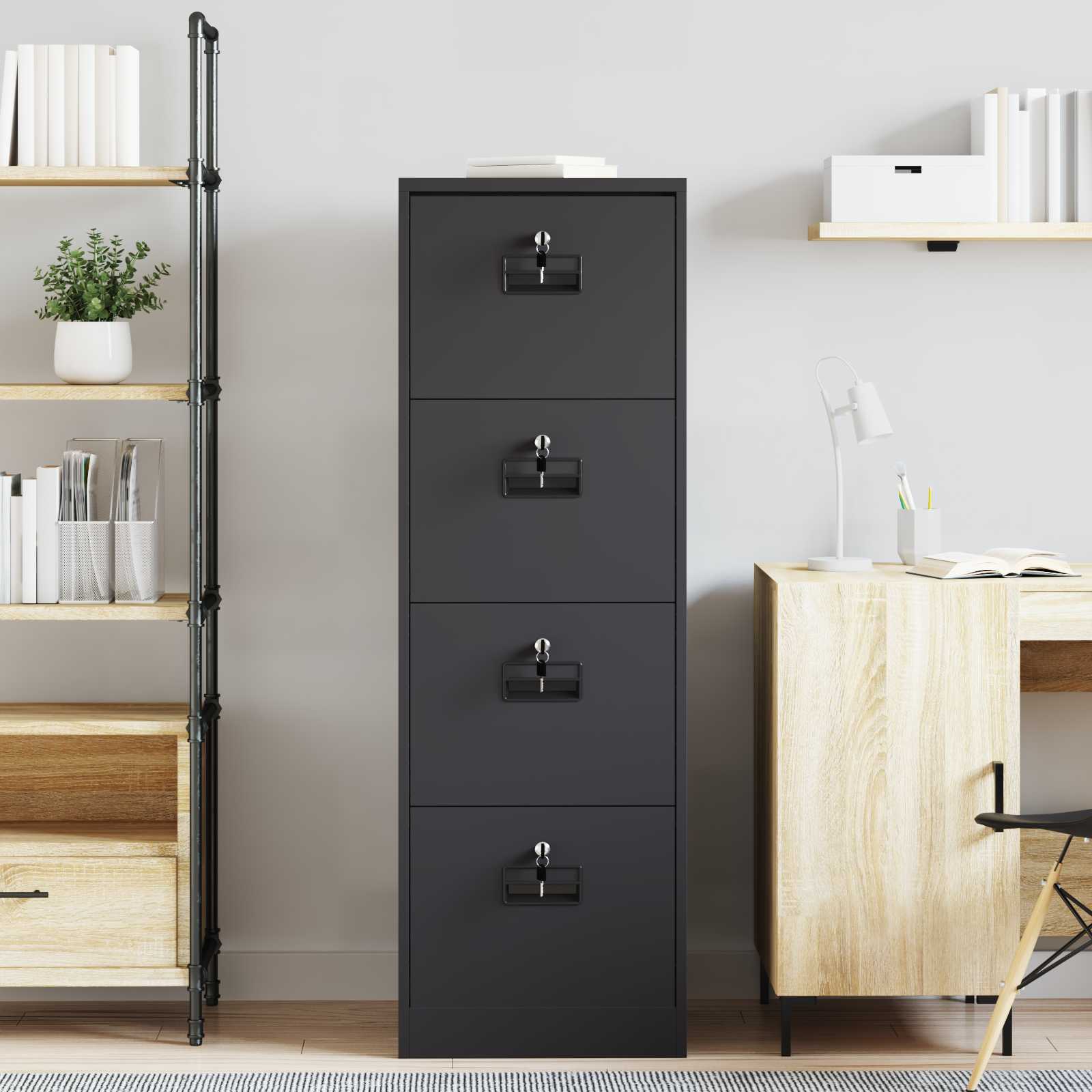 Aktenschrank 2 pcs Schwarz 44 x 50 x 139 cm Kaltgewalzter Stahl