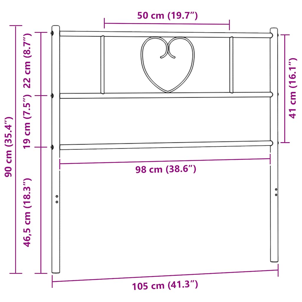 Ersatz-Kopfteil Metall Schwarz 135 cm