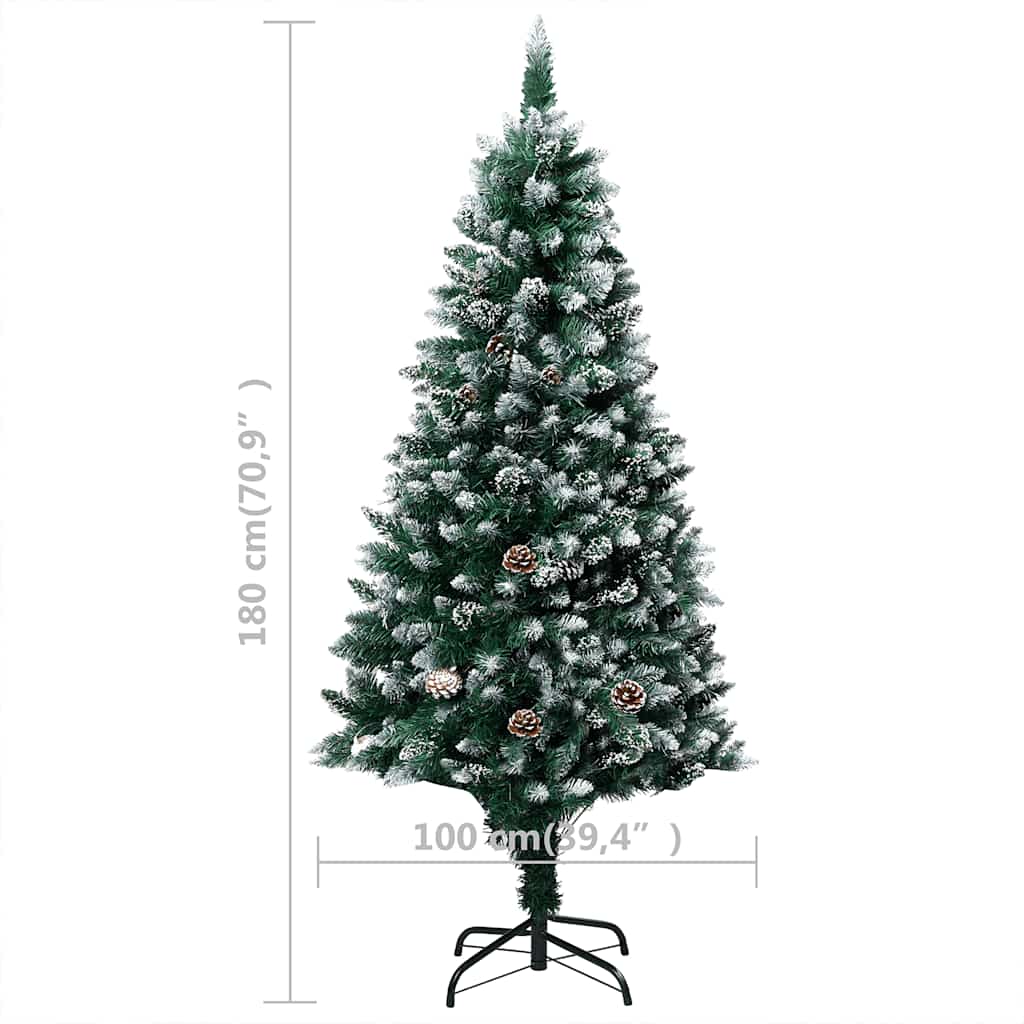 Künstlicher Weihnachtsbaum mit LEDs Kugeln Zapfen 150 cm