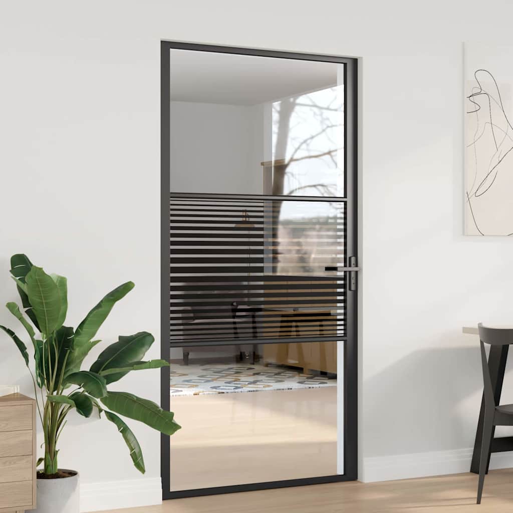 Innentür ESG Glas und Aluminium 76x201,5 cm Schwarz