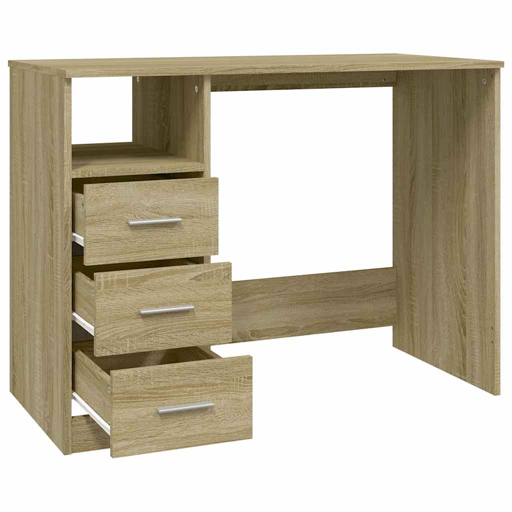 Schreibtisch mit Schubladen Weiß 102x50x76 cm Holzwerkstoff
