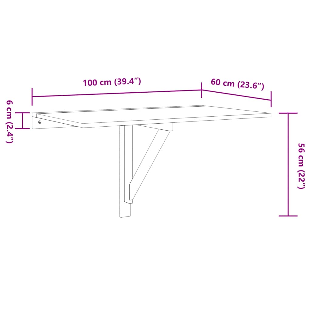 Wandklapptisch Eiche 100x60 cm