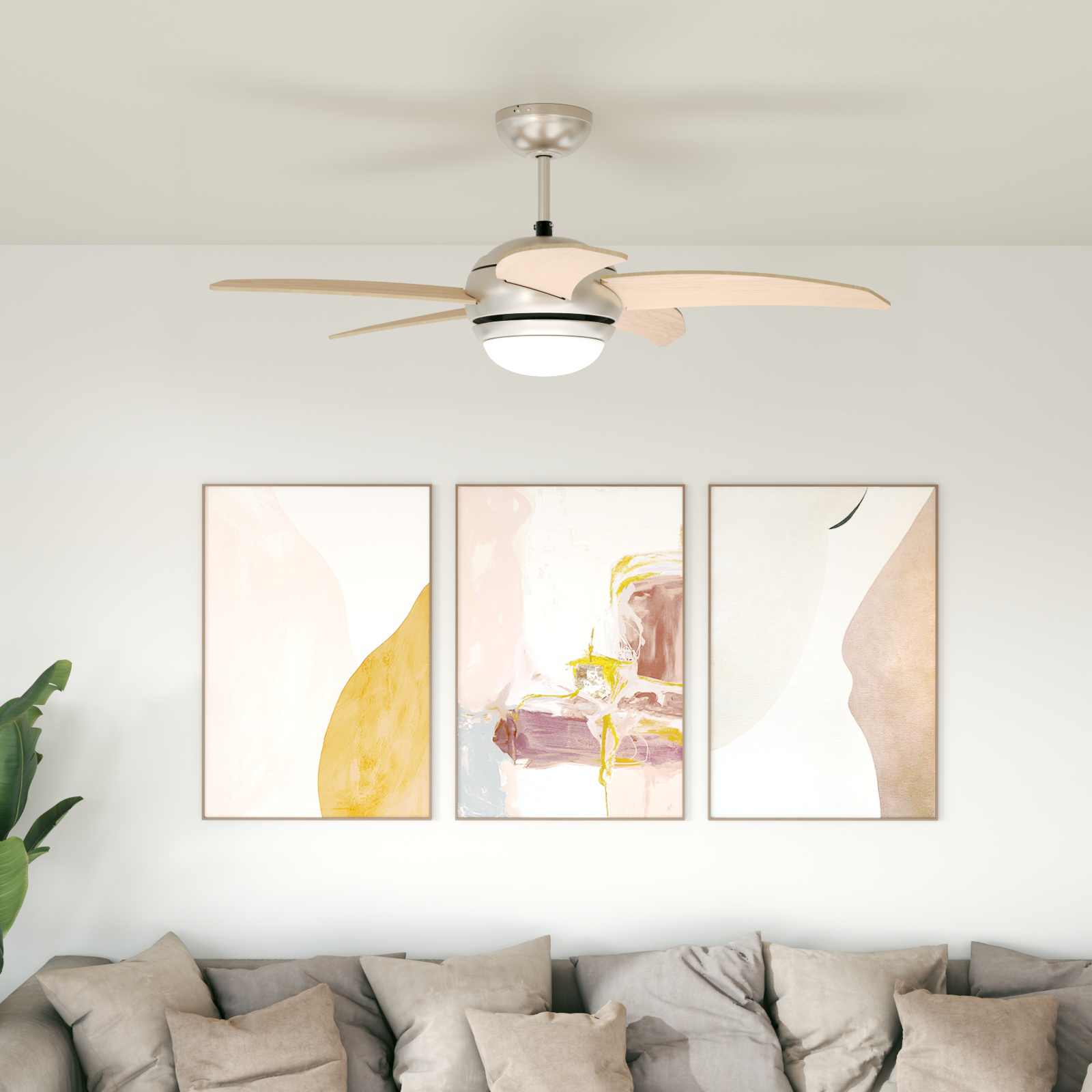 Deckenventilator mit Licht und Fernbedienung Ø 130 cm Weiß