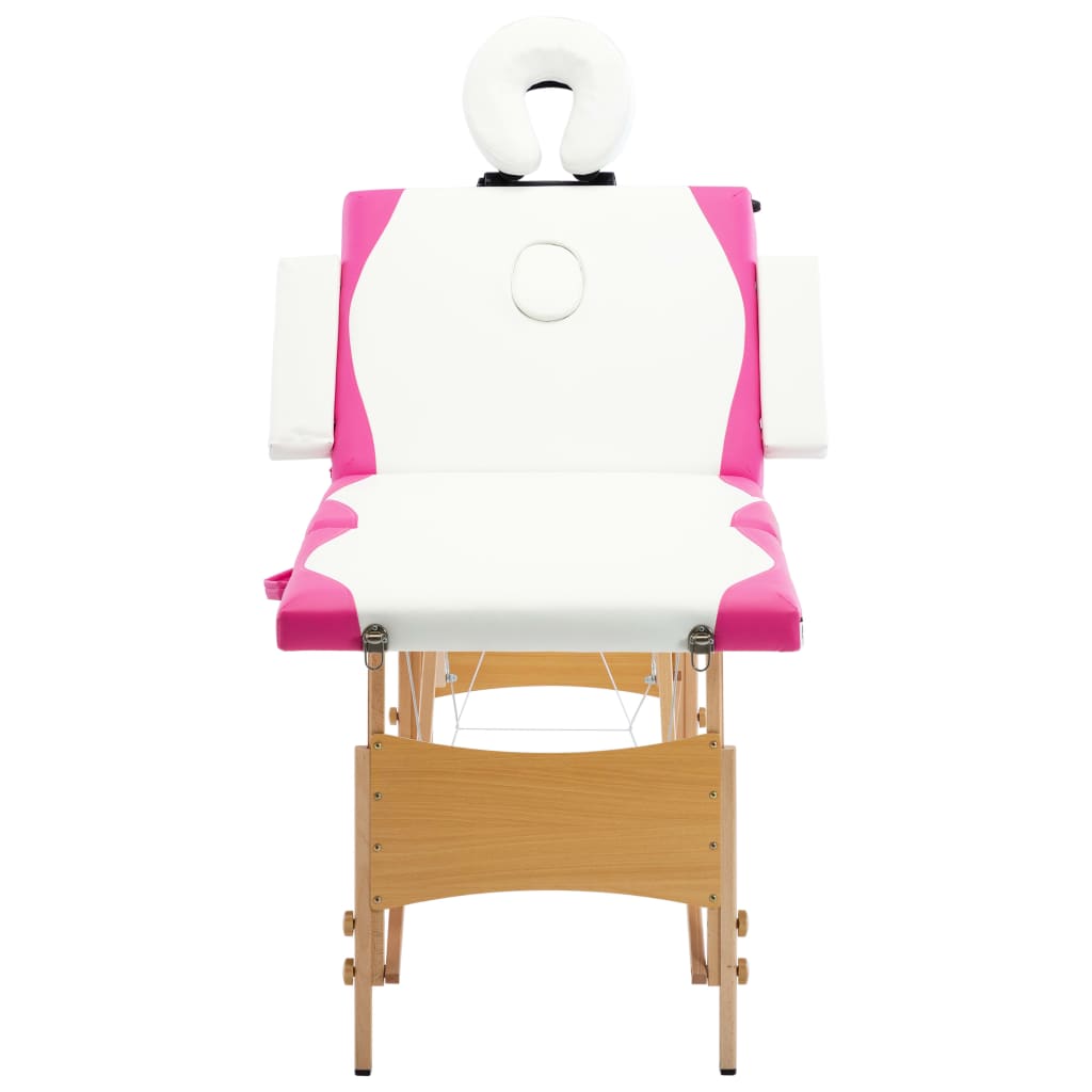 Massageliege Klappbar 4-Zonen mit Holzgestell Rosa