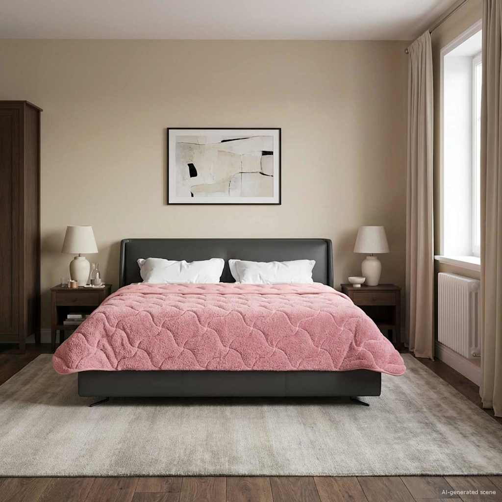 Sommerdecke Anthrazit 135 x 200 cm Mikrofaser und Teddy-Fleece