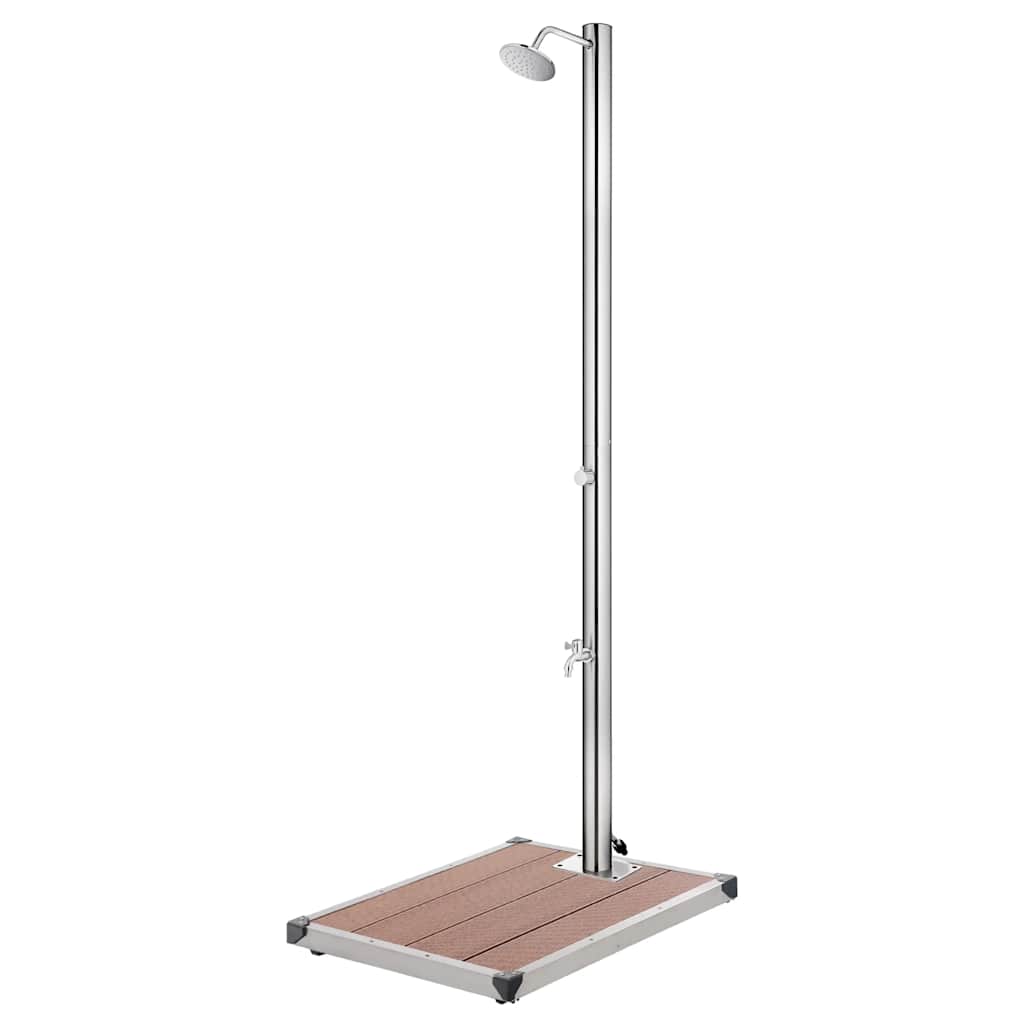 Gartendusche mit Grauer Bodenplatte 220 cm Edelstahl