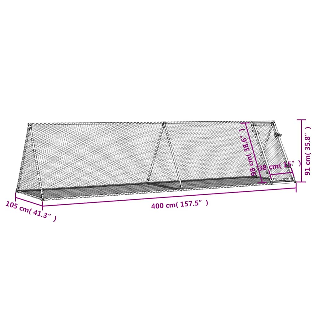 Hasenstall Silbern 200x105x91 cm Verzinkter Stahl