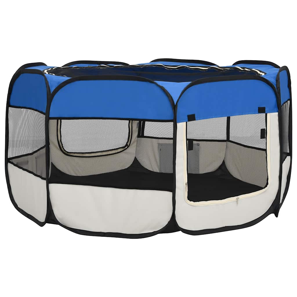 Faltbarer Welpenlaufstall mit Tragetasche Schwarz 90x90x58 cm