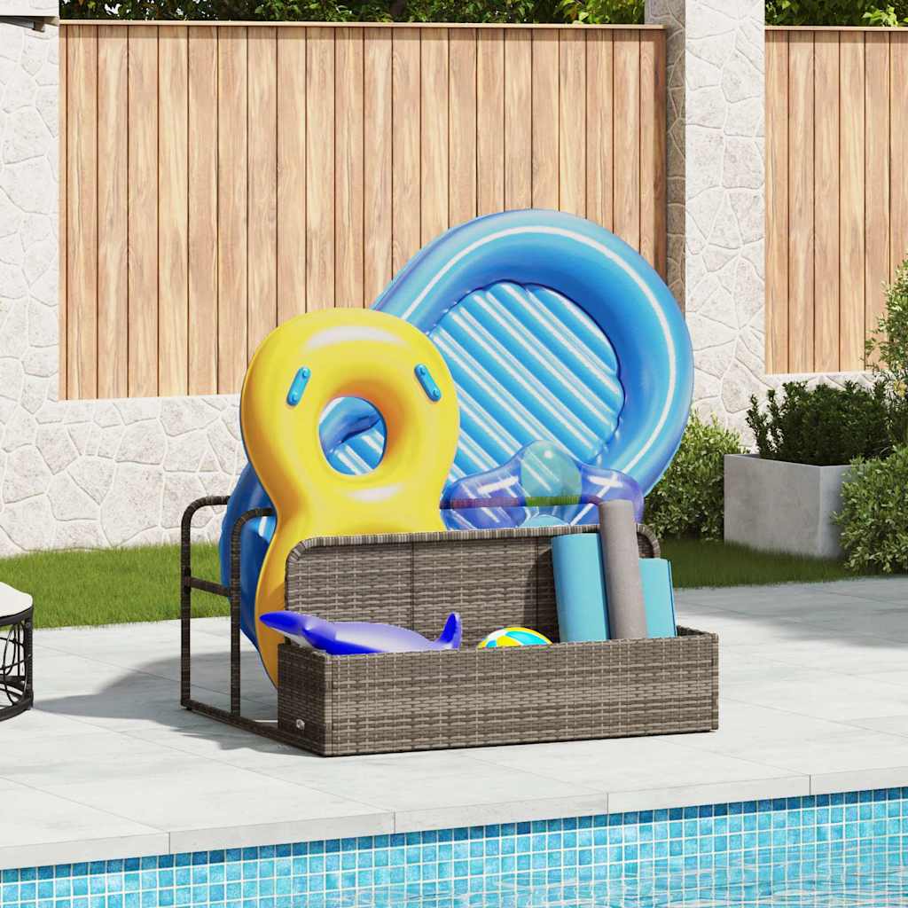 Pool Aufbewahrungsbehälter Schwarz 110x100x57 cm Poly Rattan