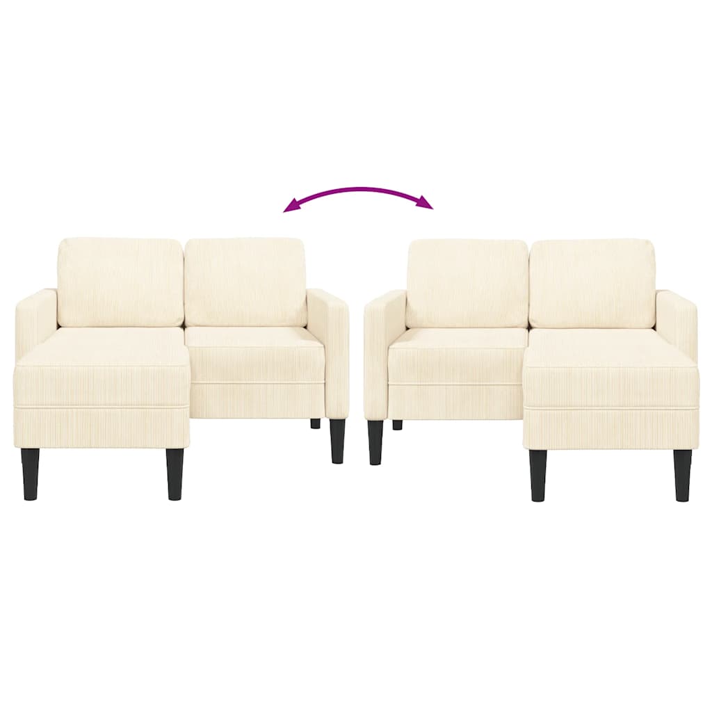 2-Sitzer-Sofa mit Chaiselongue L-Form Hellgrau 125 cm Leinen