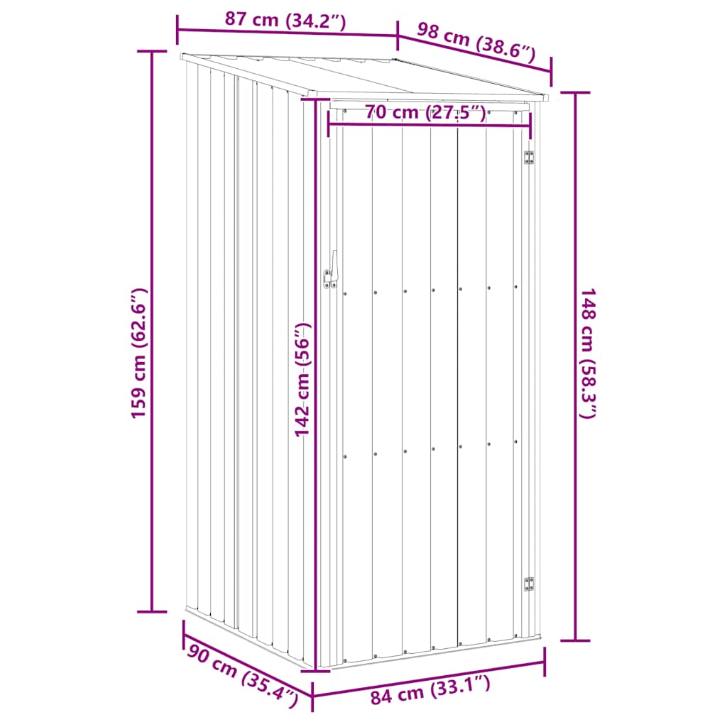 Gerätehaus Grün 87x98x159 cm Verzinkter Stahl
