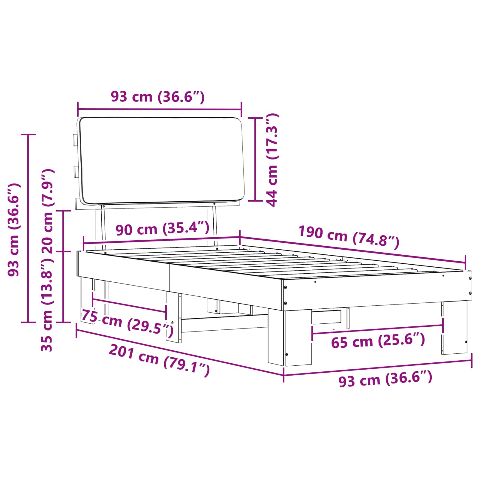 Bettgestell mit gepolstertem Kopfteil Hellgrau 200 x 200 cm