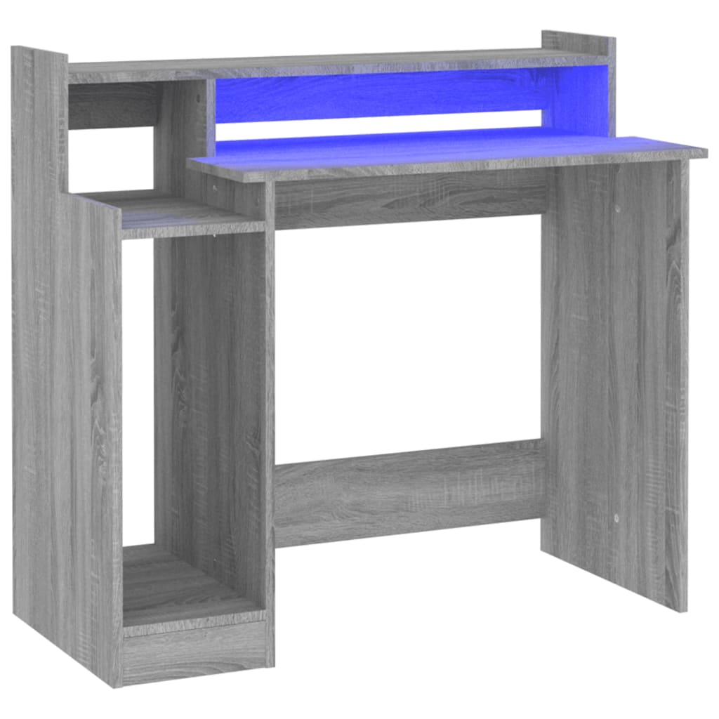 Schreibtisch mit LEDs Weiß 97x45x90 cm Holzwerkstoff