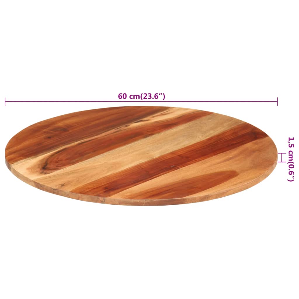 Tischplatte Massivholz Akazie Rund 15-16 mm 40 cm
