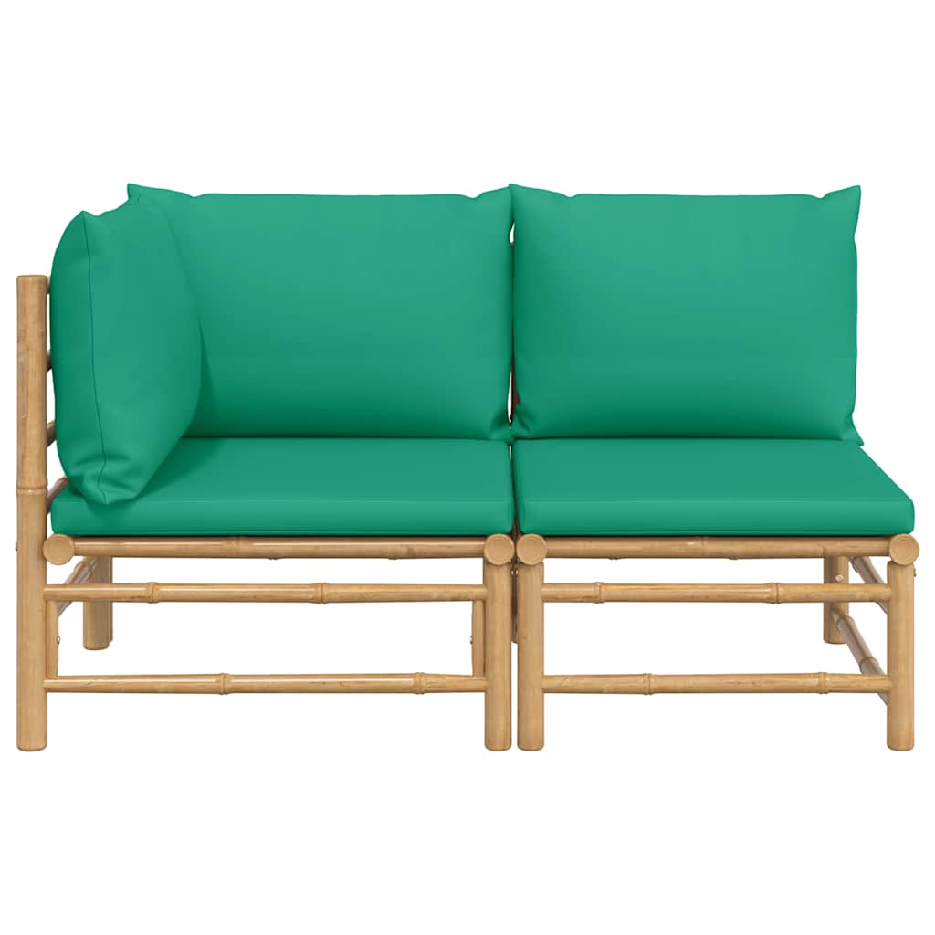 3-tlg. Garten-Lounge-Set mit Hellgrauen Kissen Bambus
