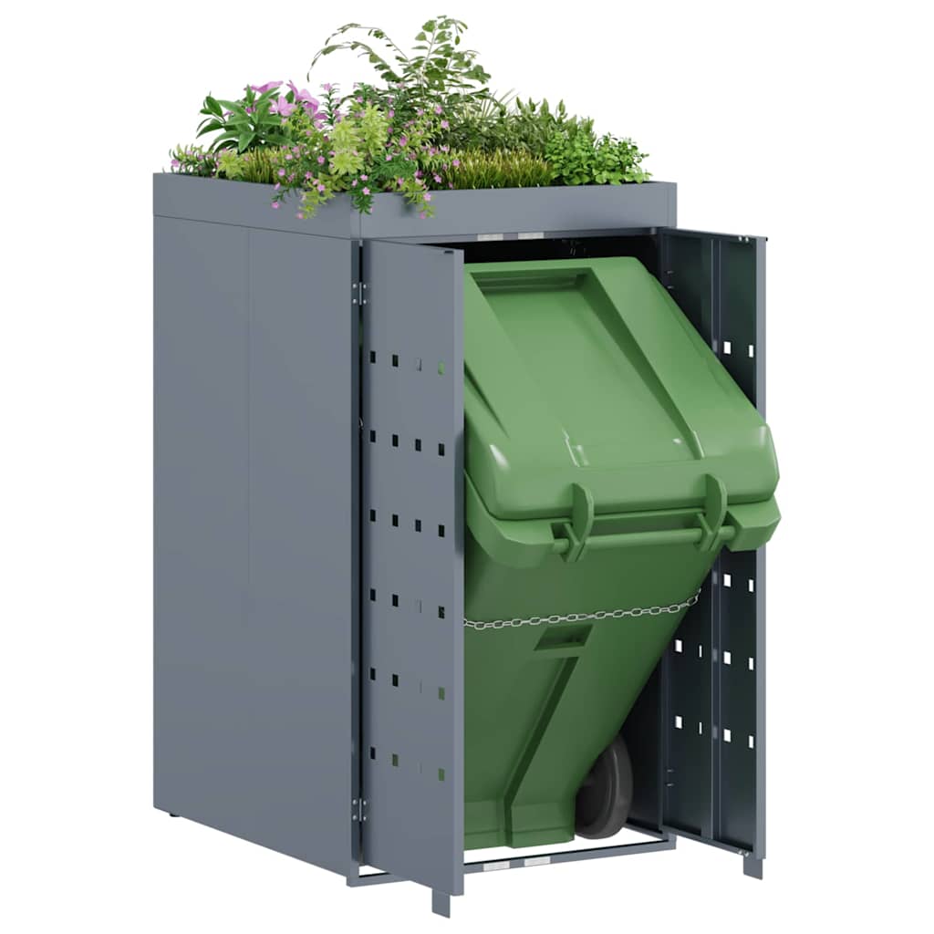 Mülltonnenbox für 2 Tonnen Schwarz 138x79x117 cm Stahl