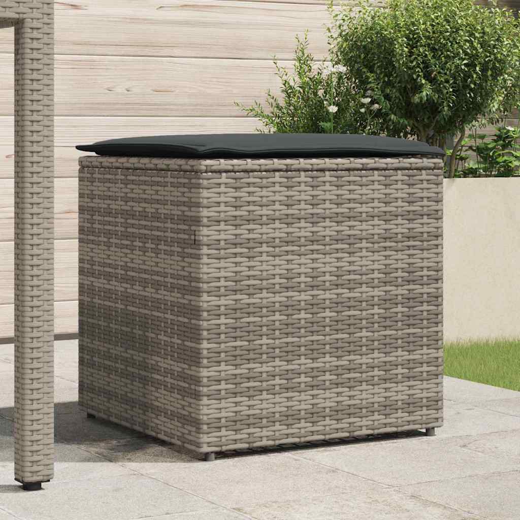 Kissenbox mit Speicher Schwarz 50 x 50 x 50 cm Poly-Rattan