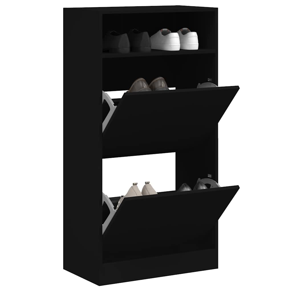 Schuhschrank mit 2 Klappen Weiß 80x34x116 cm