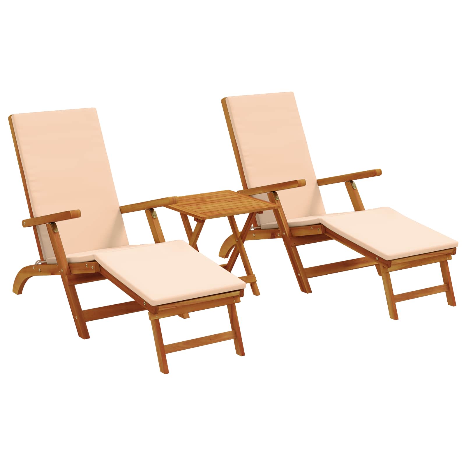 Gartenliege mit Fußteil und Tisch Massivholz Akazie
