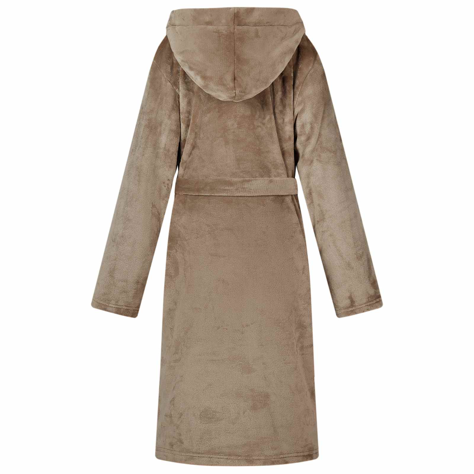 Bademantel Hoodie Beige S Flanell