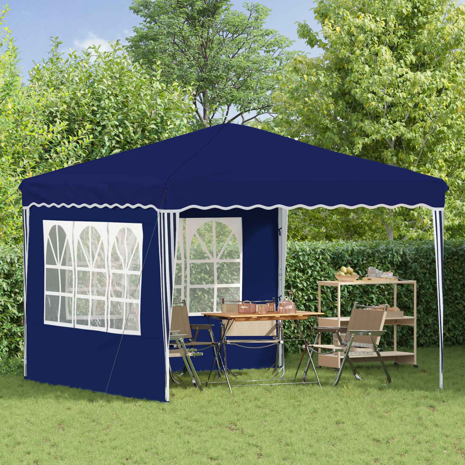 Pop-up Partyzelt 288 x 288 x 245 cm Creme Oxford-Stoff