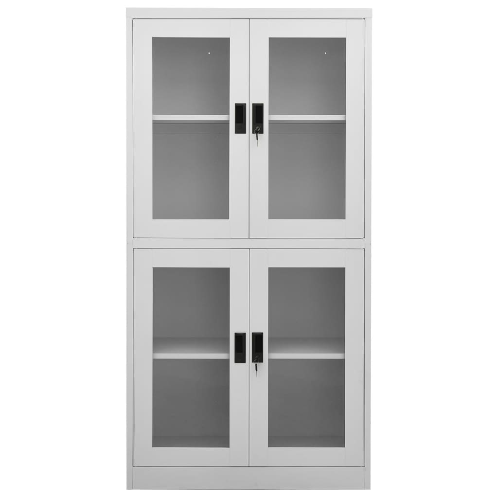 Büroschrank Weiß 90x40x180 cm Stahl und Hartglas