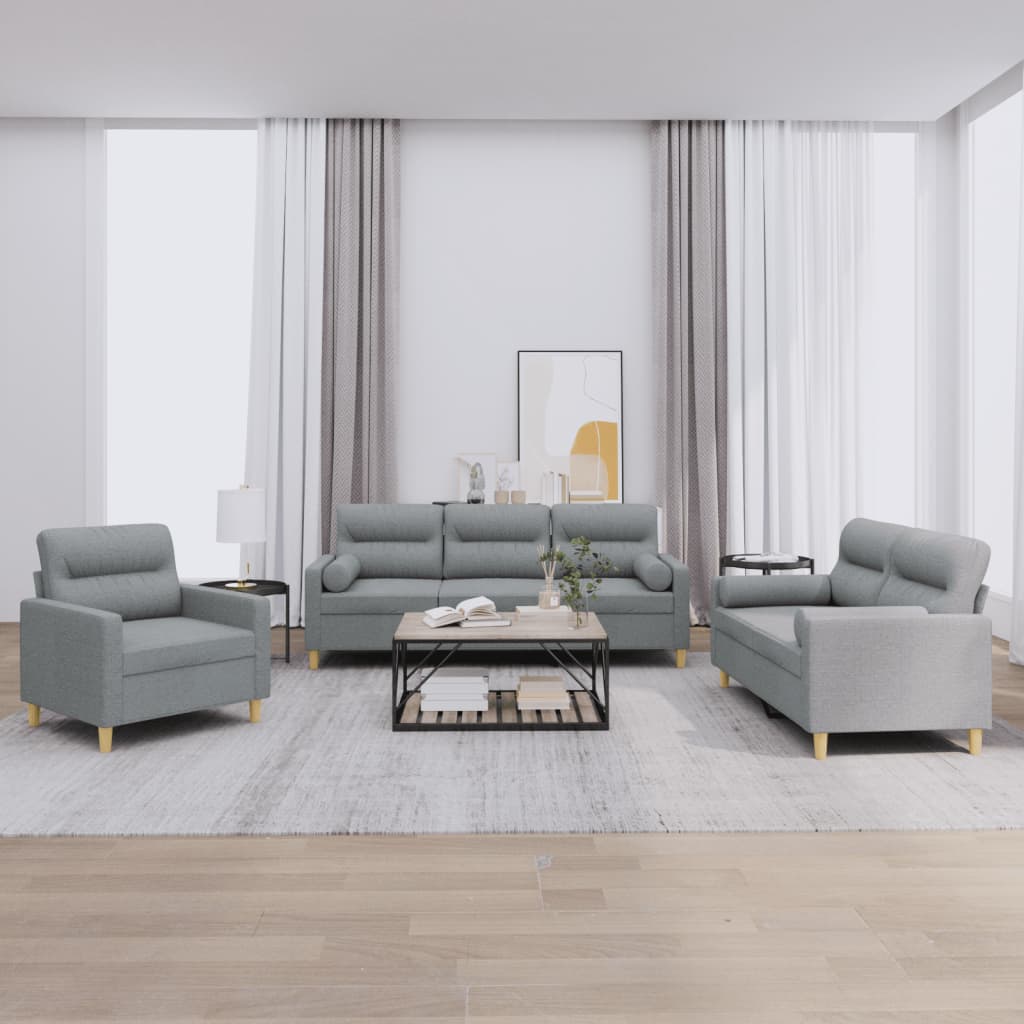 4-tlg. Sofagarnitur mit Kissen Taupe Stoff