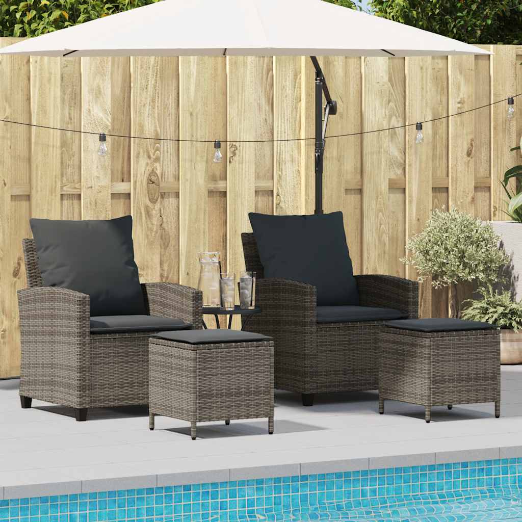 4-tlg. Garten-Sofagarnitur mit Kissen Schwarz Poly Rattan