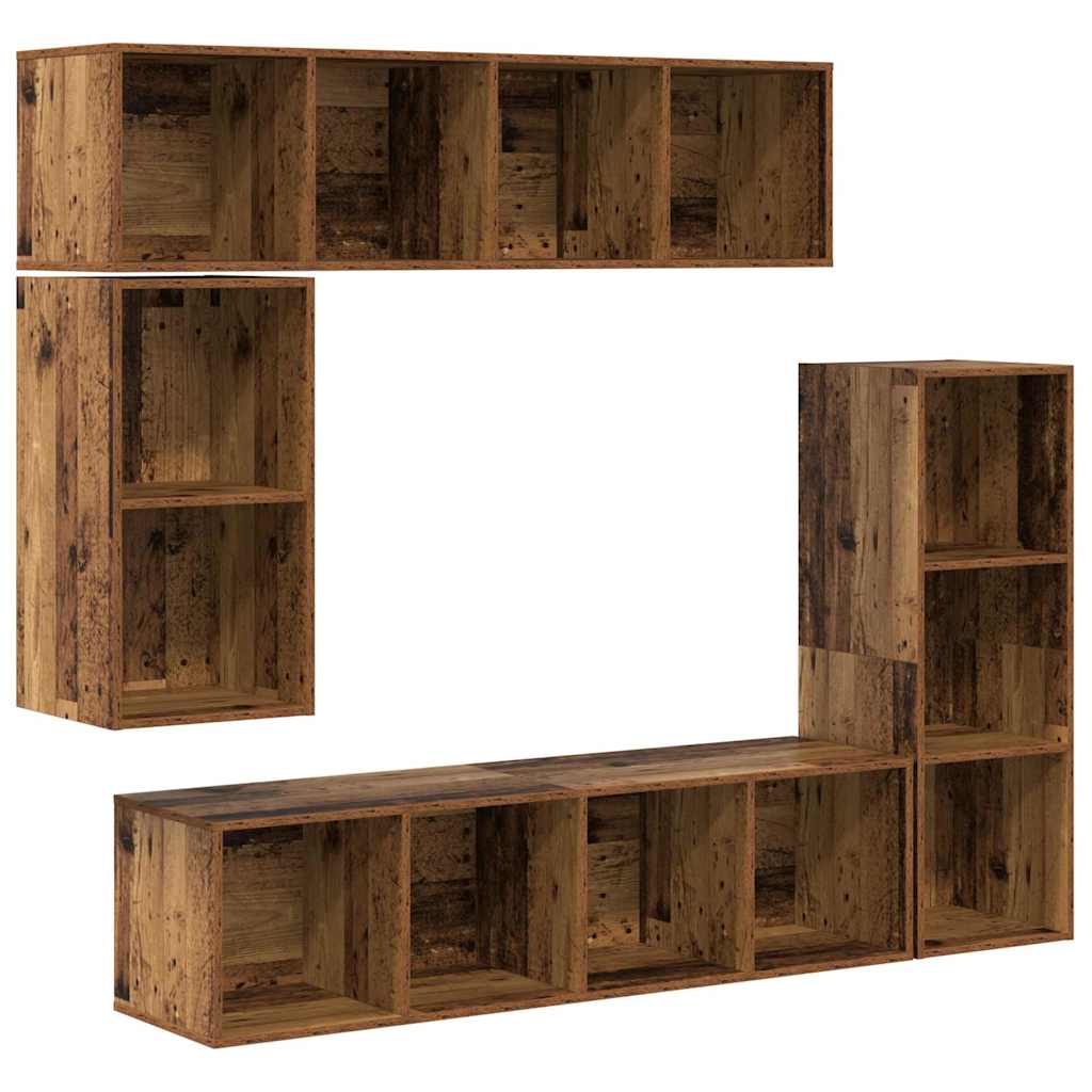 4-tlg. TV-Schrank-Set Weiß Holzwerkstoff