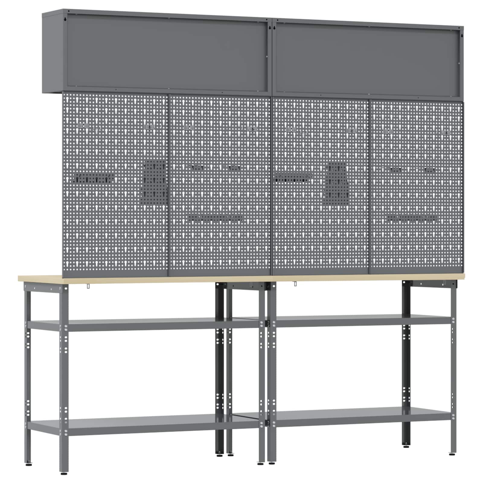 Werkbank-Set mit Schubladen 2 pcs Rot und Grau 200 x 55 x 85 cm