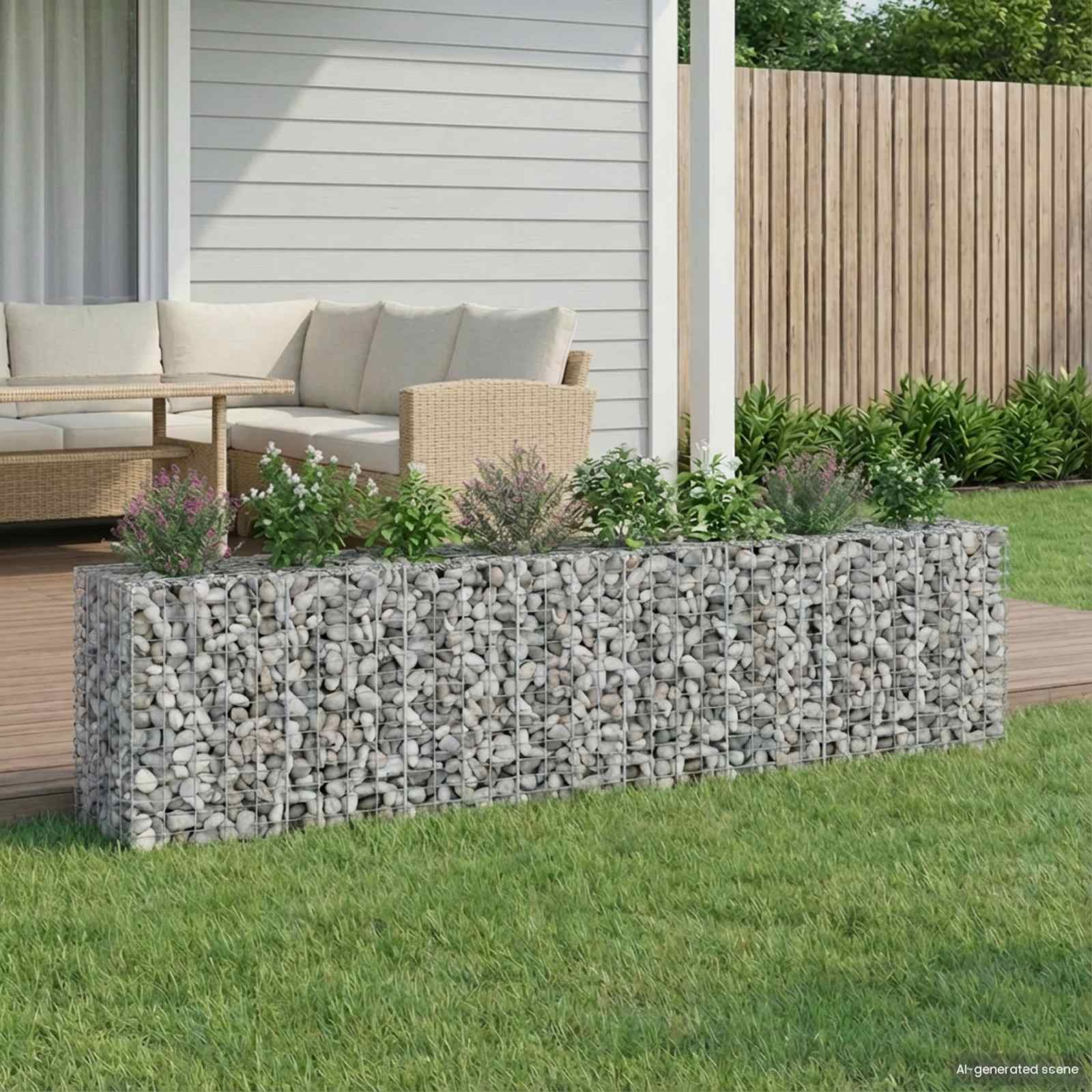 Gabionen Hochbeet 2 pcs Silber 260 x 60 x 55 cm