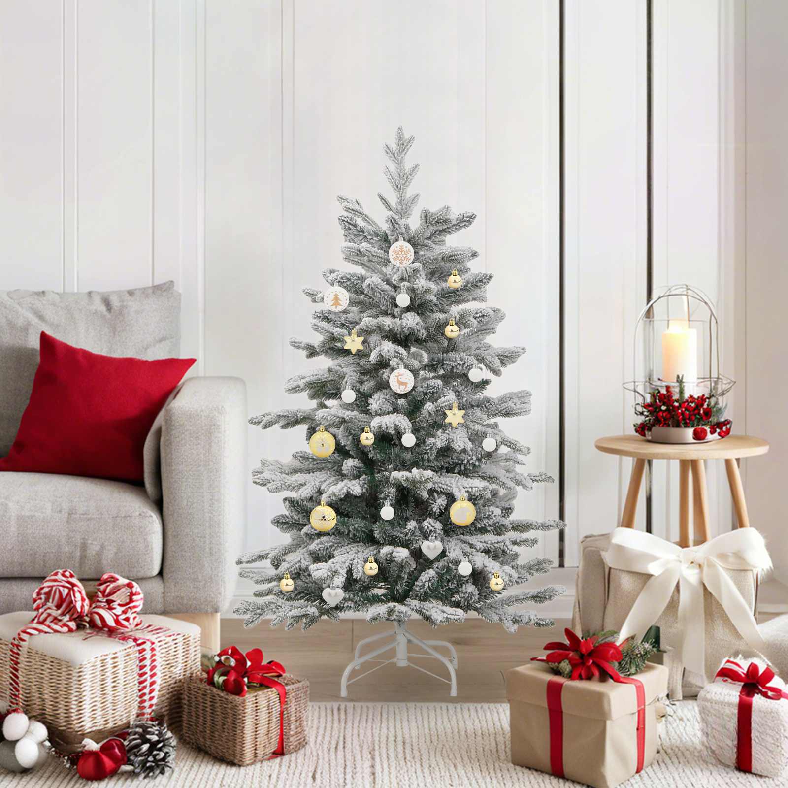 Weihnachtskugel-Set 40 pcs Gold und Rot Kunststoff