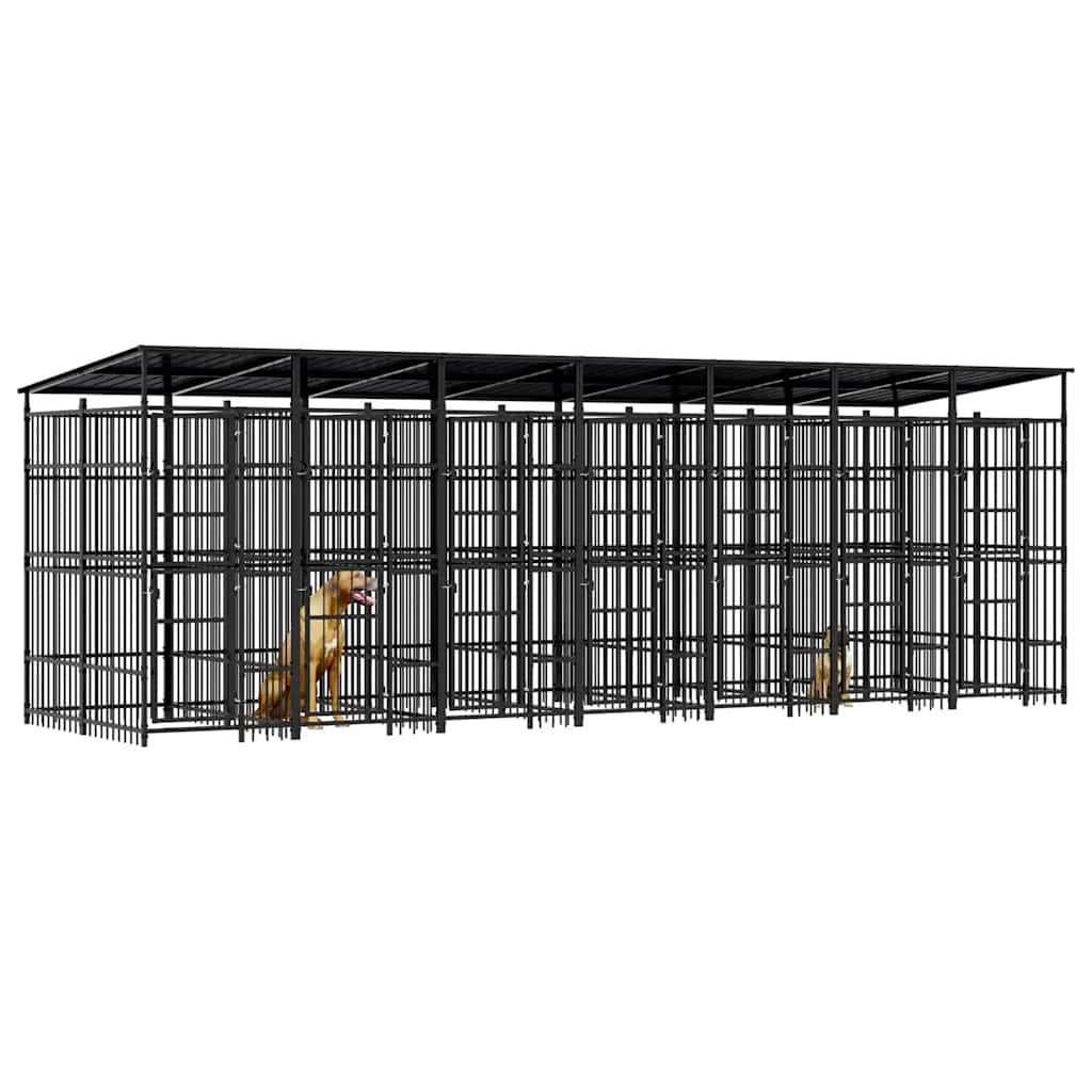 Outdoor-Hundezwinger mit Dach Stahl 1,84 m²