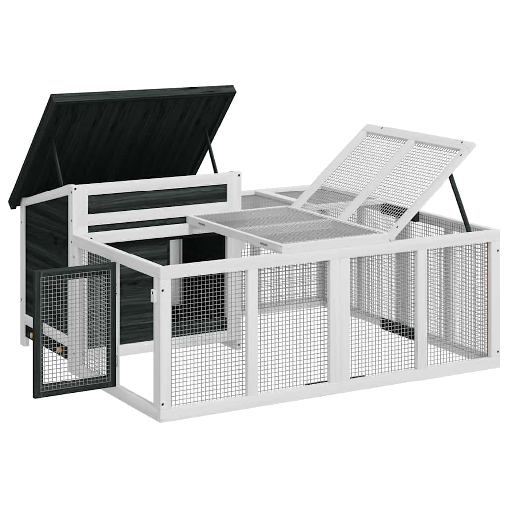 Kaninchenstall Mokka 144x123x67,5 cm Massivholz Kiefer