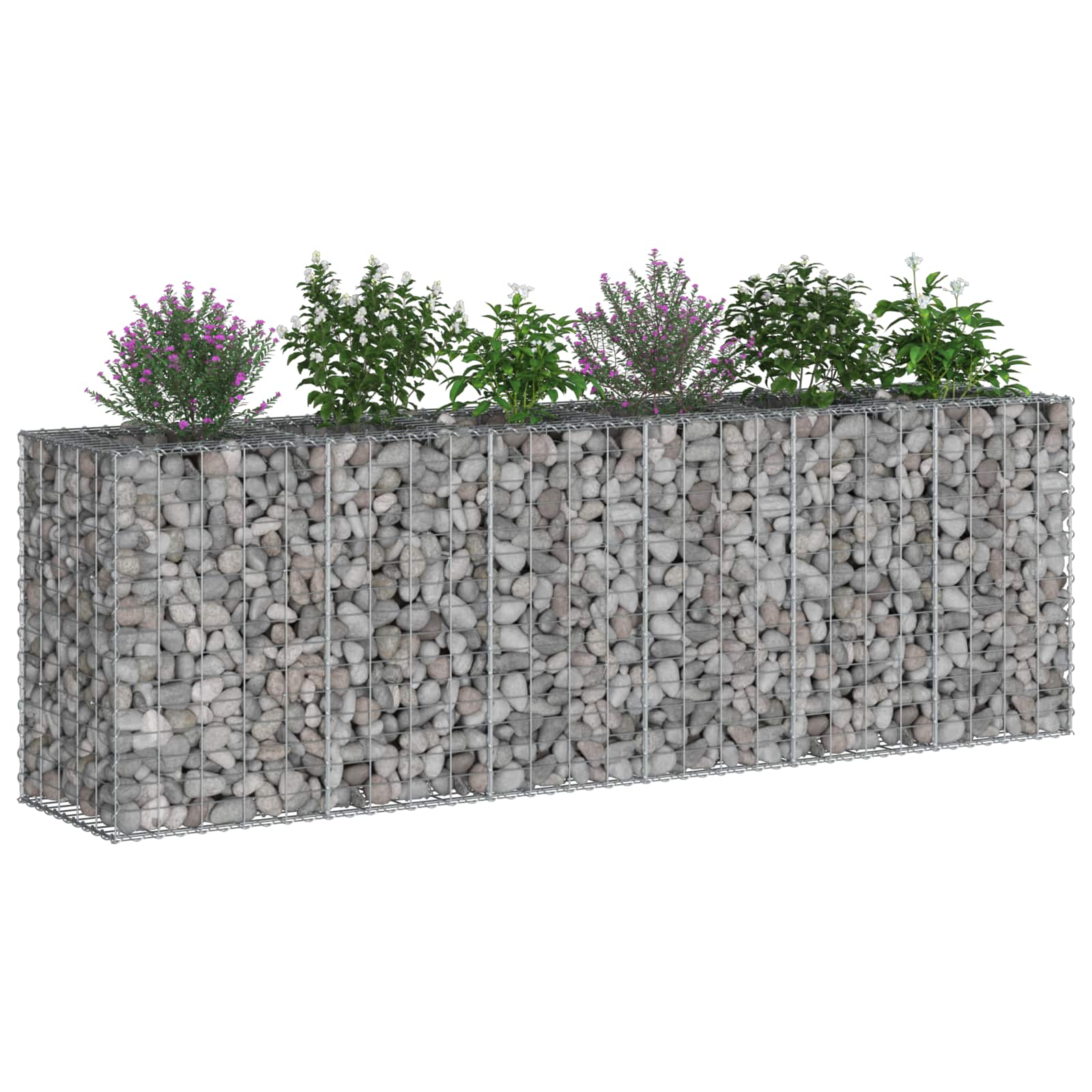 Gabionen Hochbeet 2 pcs Silber 260 x 60 x 55 cm