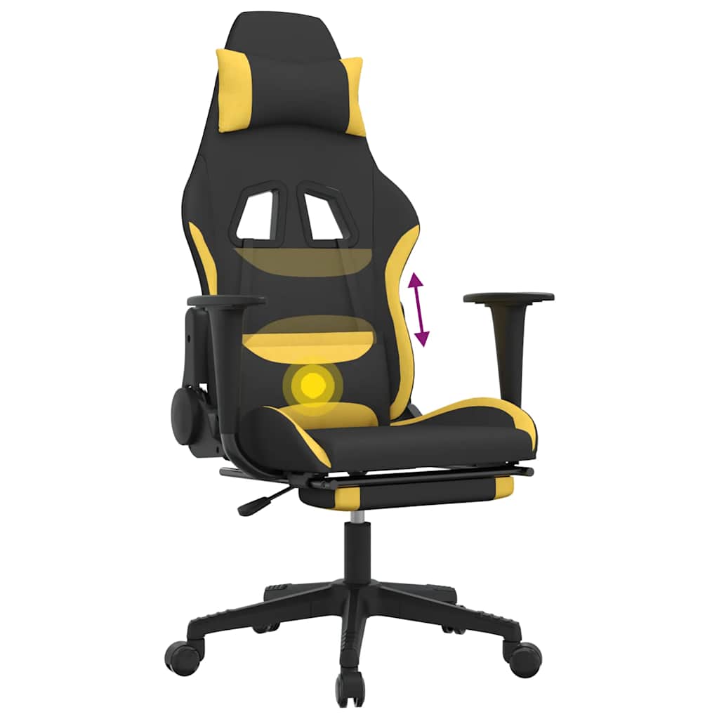 Gaming-Stuhl mit Massagefunktion Schwarz und Creme Stoff