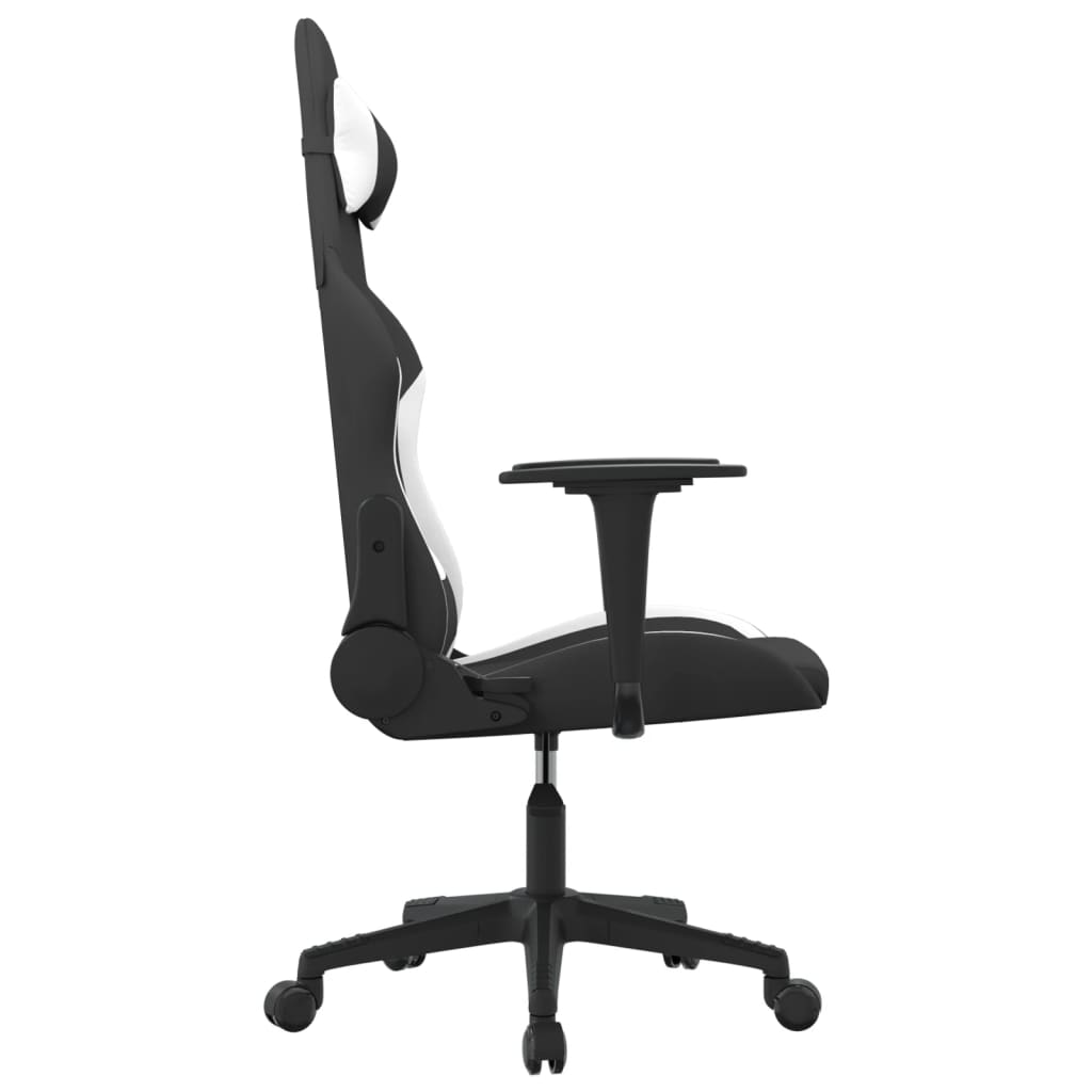 Gaming-Stuhl mit Massagefunktion Schwarz und Creme Stoff