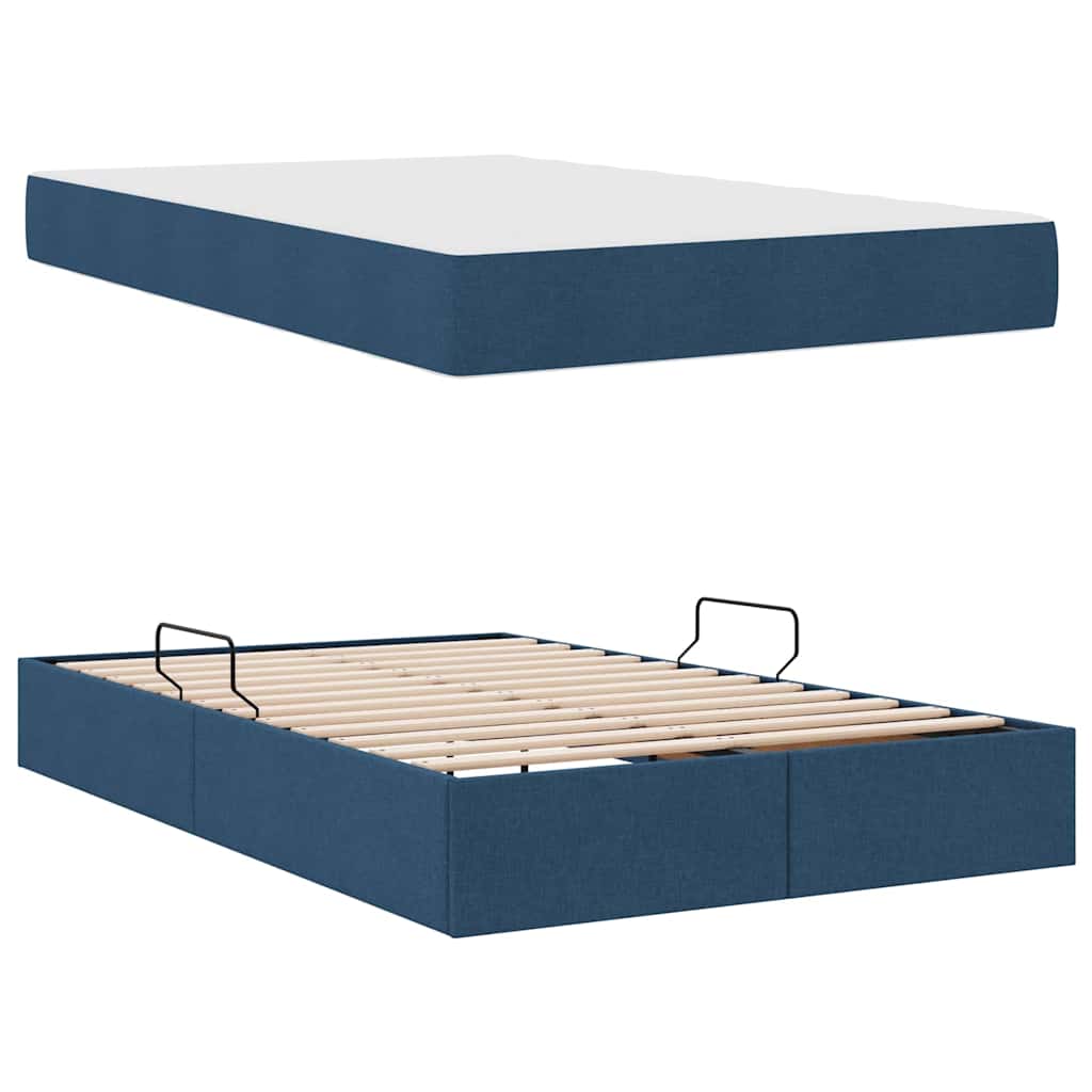 Aufbewahrungsbett mit Matratze Hellgrau 90 x 190 cm Polyester