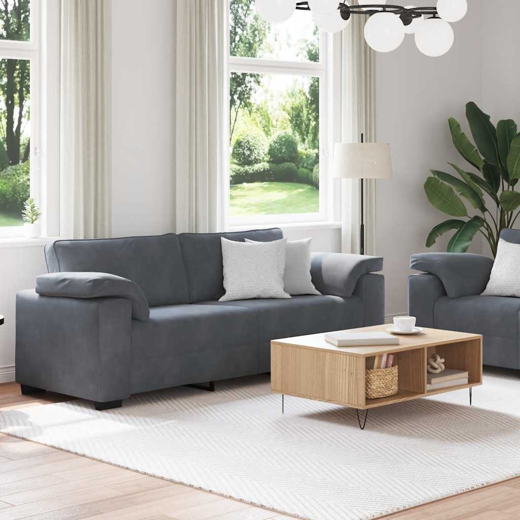 2-teiliges Sofa-Set mit Kissen, hellgrauer Samt