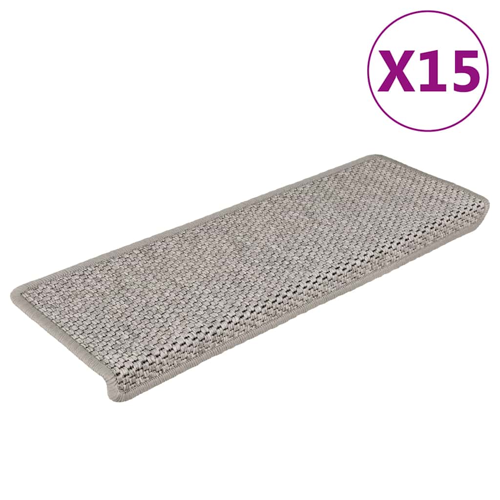 Treppenmatten Selbstklebend Sisal-Look 15 Stk. 65x21x4 Platina