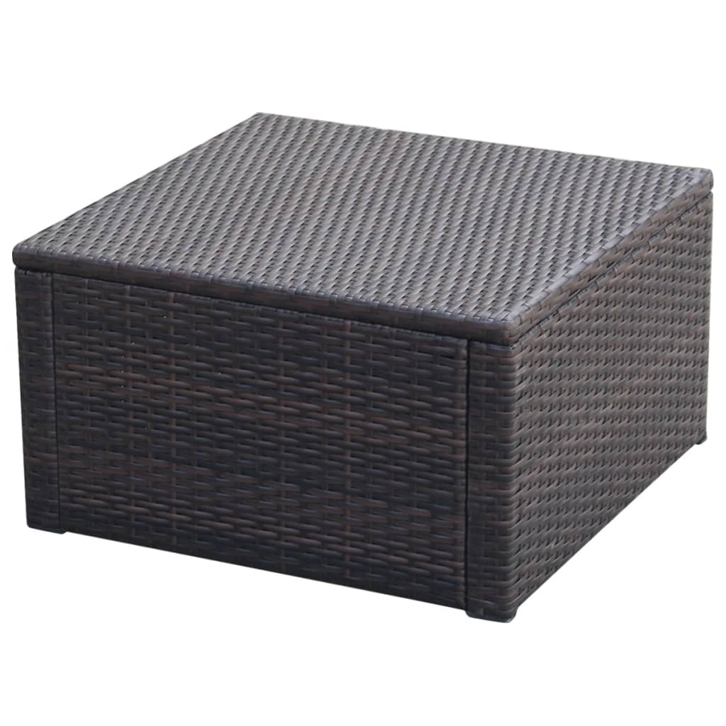 Outdoor-Fußhocker mit Kissen Grau Polyrattan